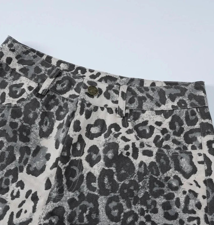 Leopard Print Stylish Straight Trousers Long