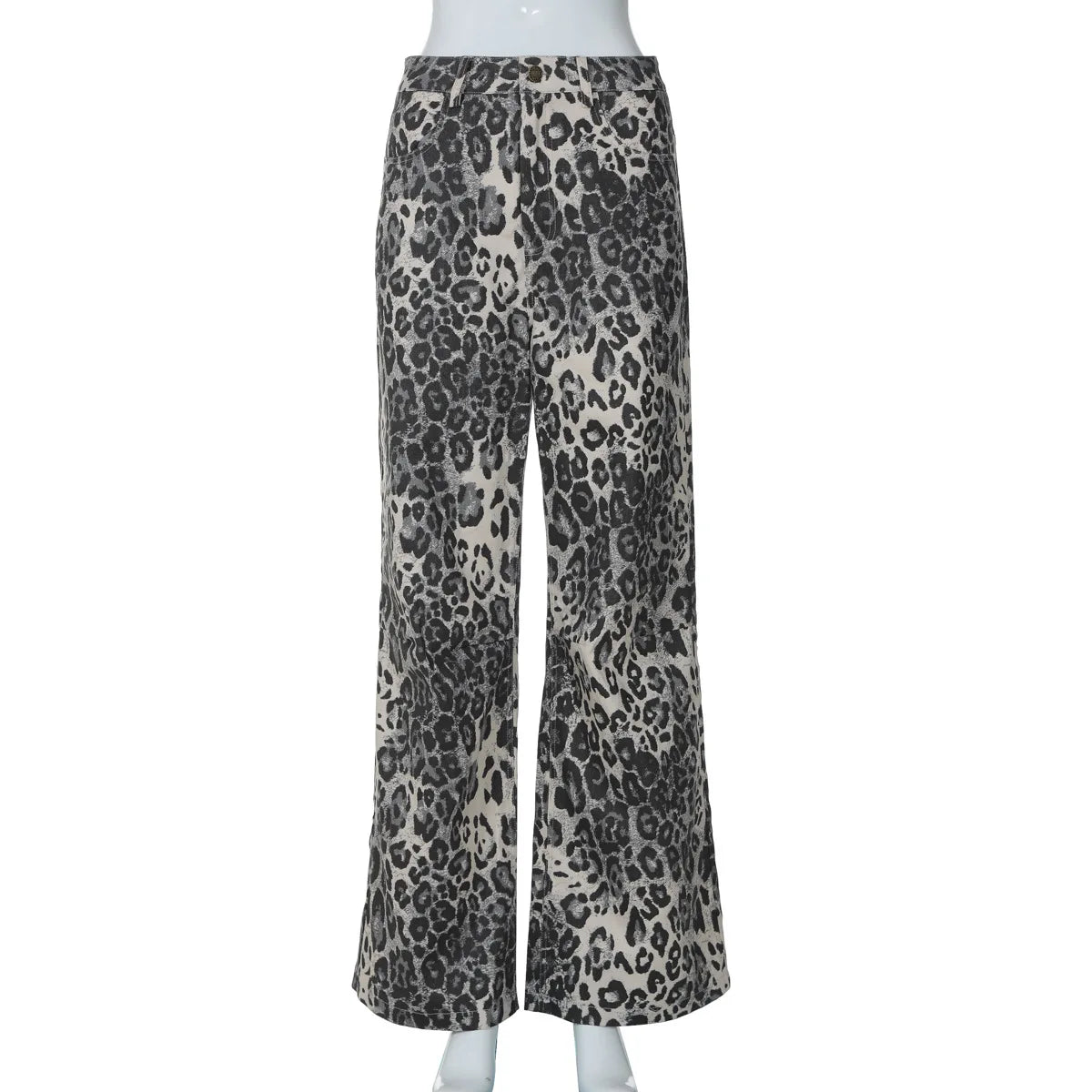 Leopard Print Stylish Straight Trousers Long