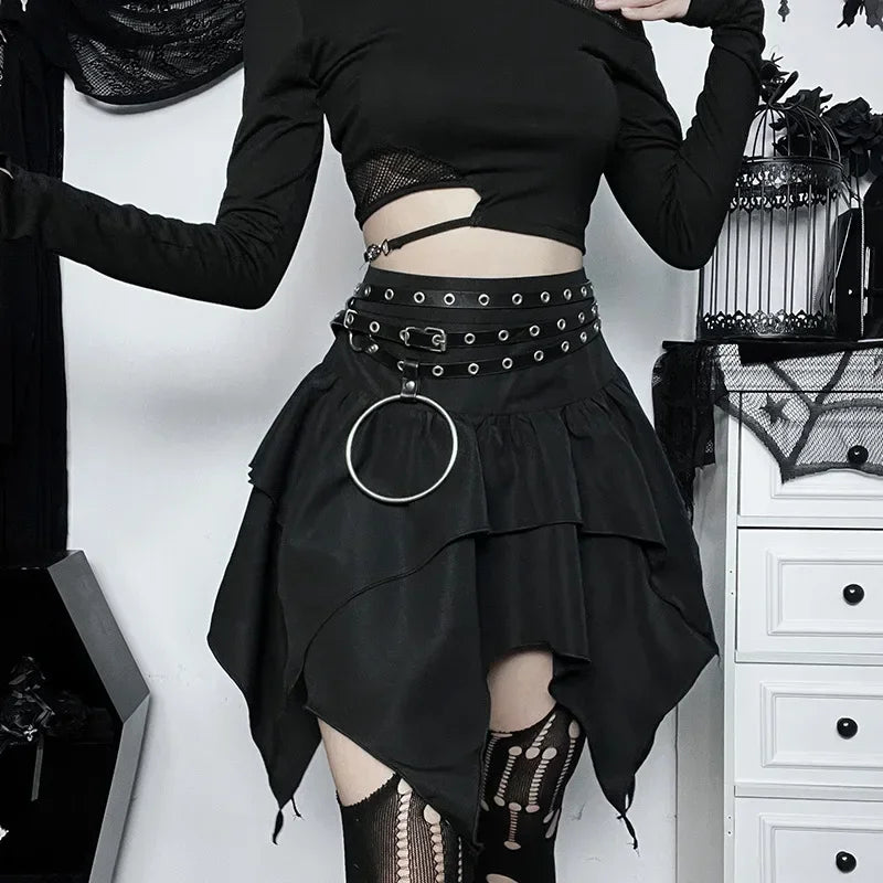 Solid Drawstring Ruched Mini Skirt