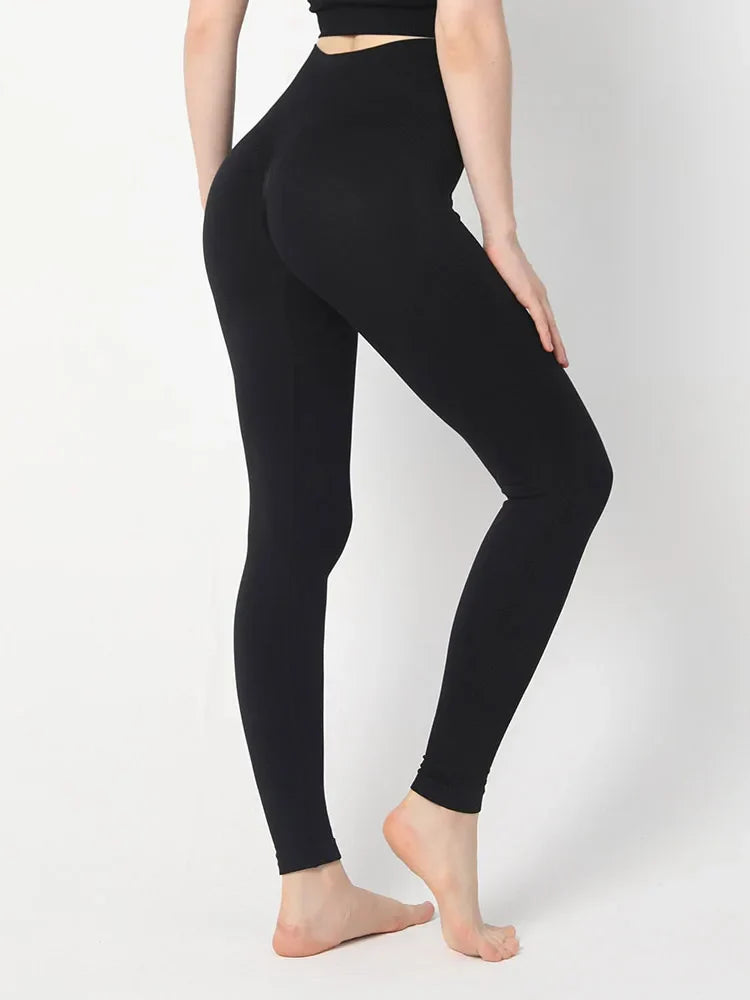 High Waist Seamless Push Up Butt Lifting Workout Legging Black / S