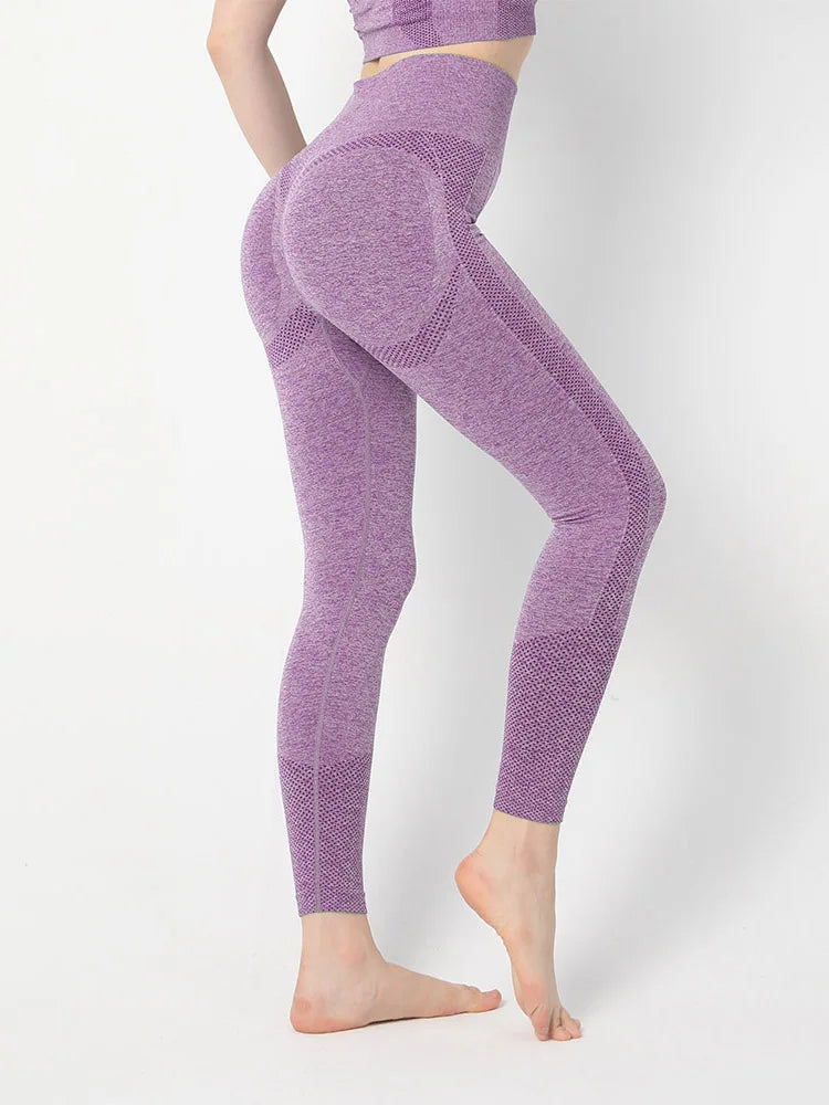 High Waist Seamless Push Up Butt Lifting Workout Legging Hemp Purple / S