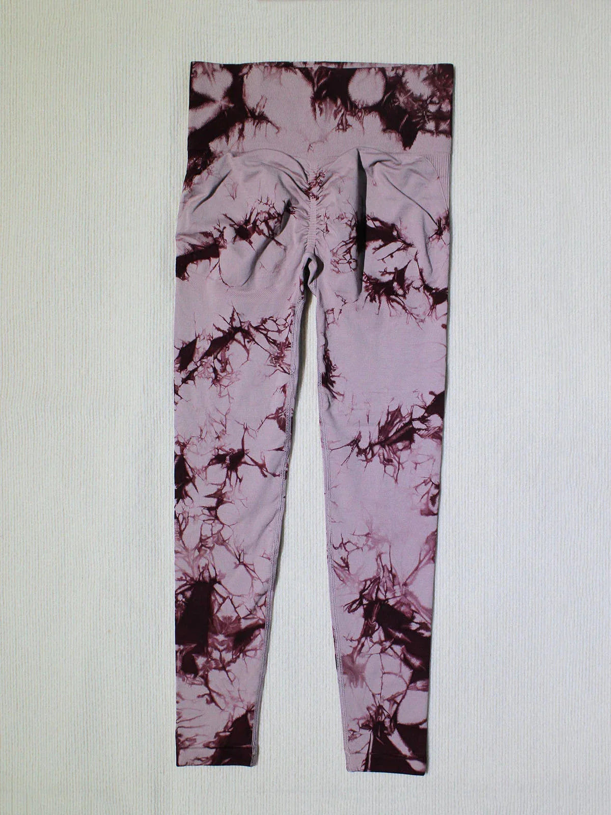 Tie Dye Waist Tummy Control Seamless Push Up Yoga Legging Light Peach / S