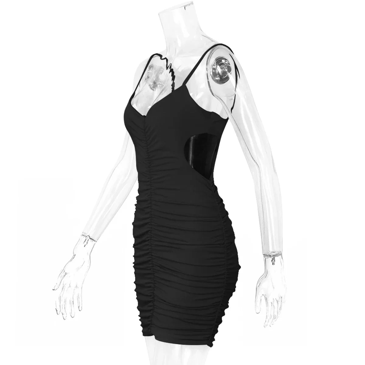 Backless Pleated Hollowed Out Suspender Wrap Buttocks 2024 Summer New Slim Nightclub Cut Dress