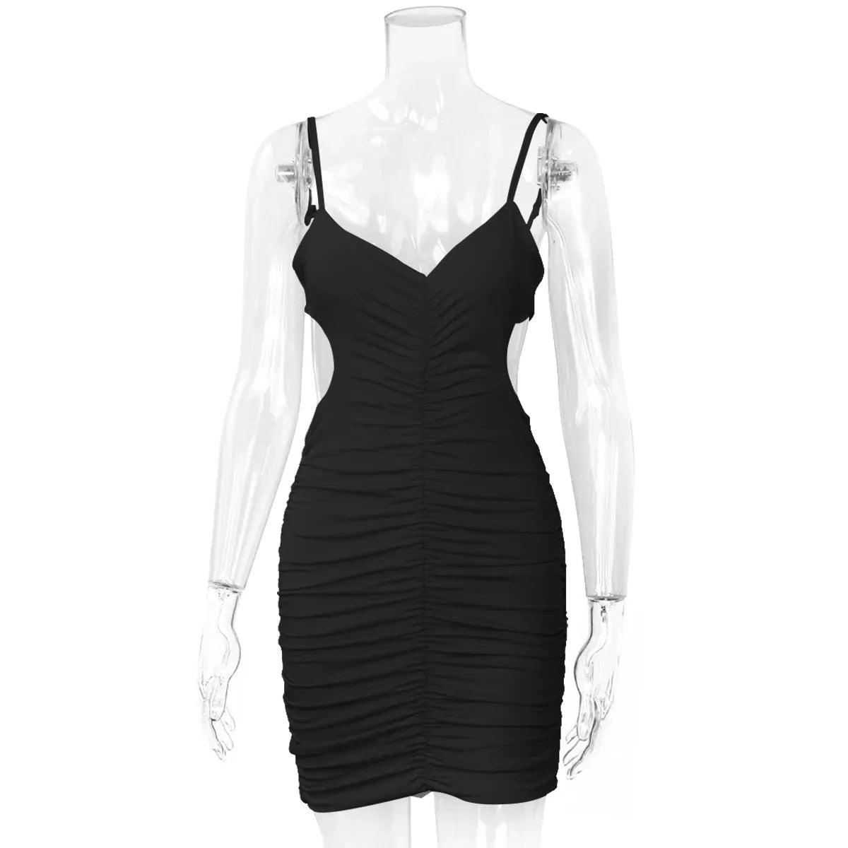 Backless Pleated Hollowed Out Suspender Wrap Buttocks 2024 Summer New Slim Nightclub Cut Dress