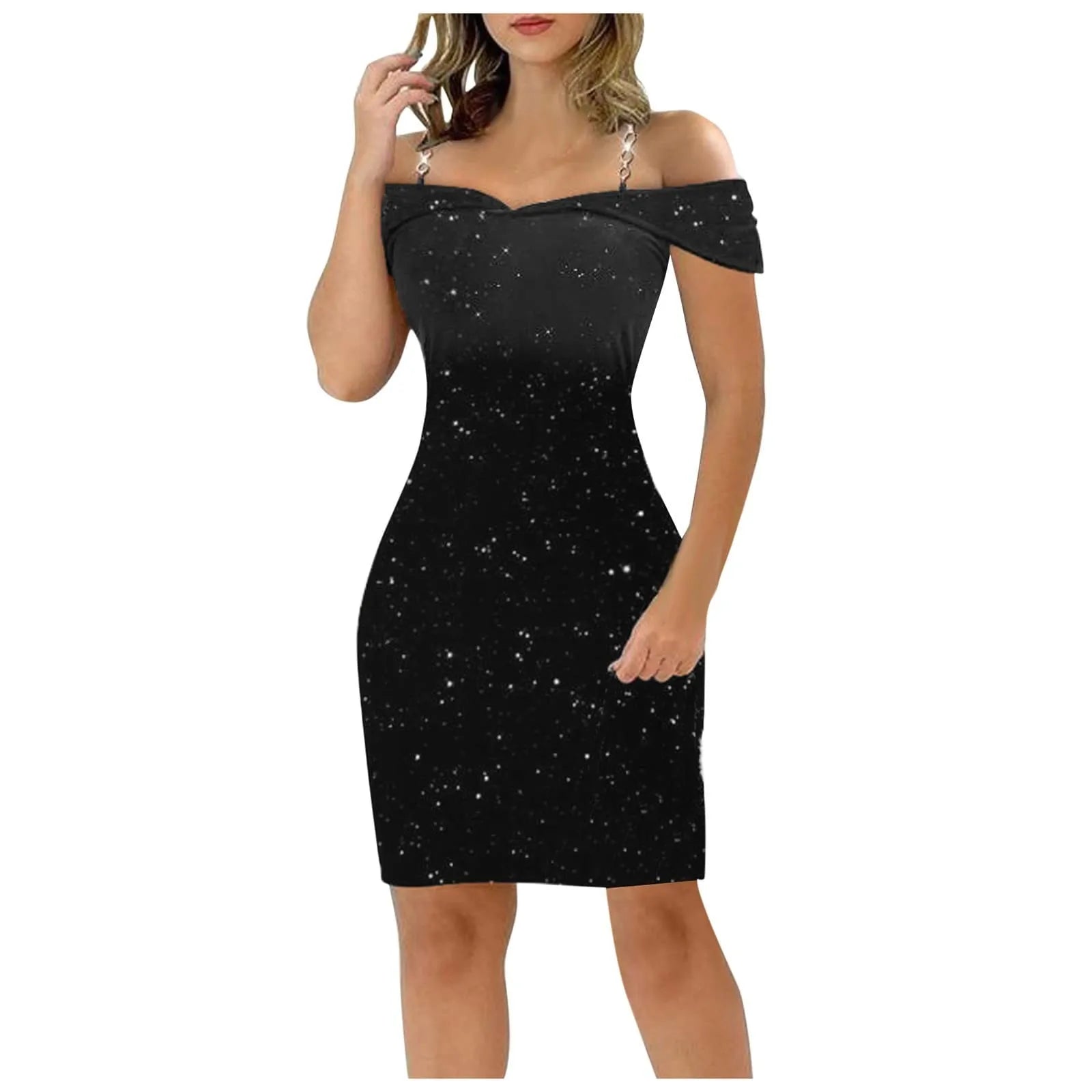 Sexy Off Shoulder Bodycon Formal Summer Slim Fit Party Club Evening Christmas Dress Black / S