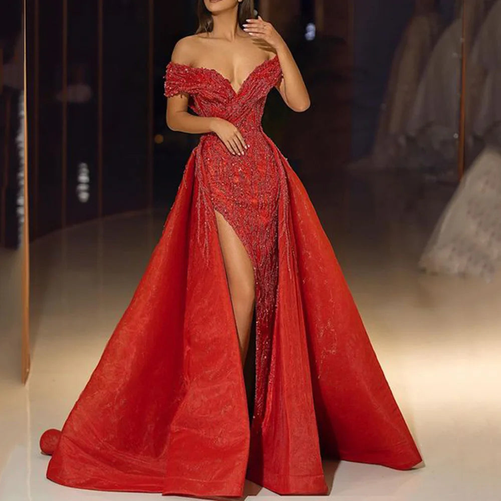 Elegant Off Shoulder Wedding Party Dress Partydress-241208