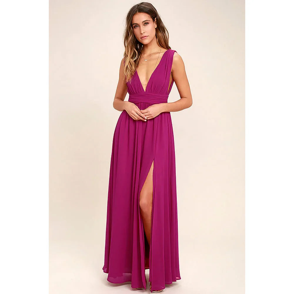Sexy Backless Mesh Maxi Red Christmas Party Dress Purple / S Dresses-L