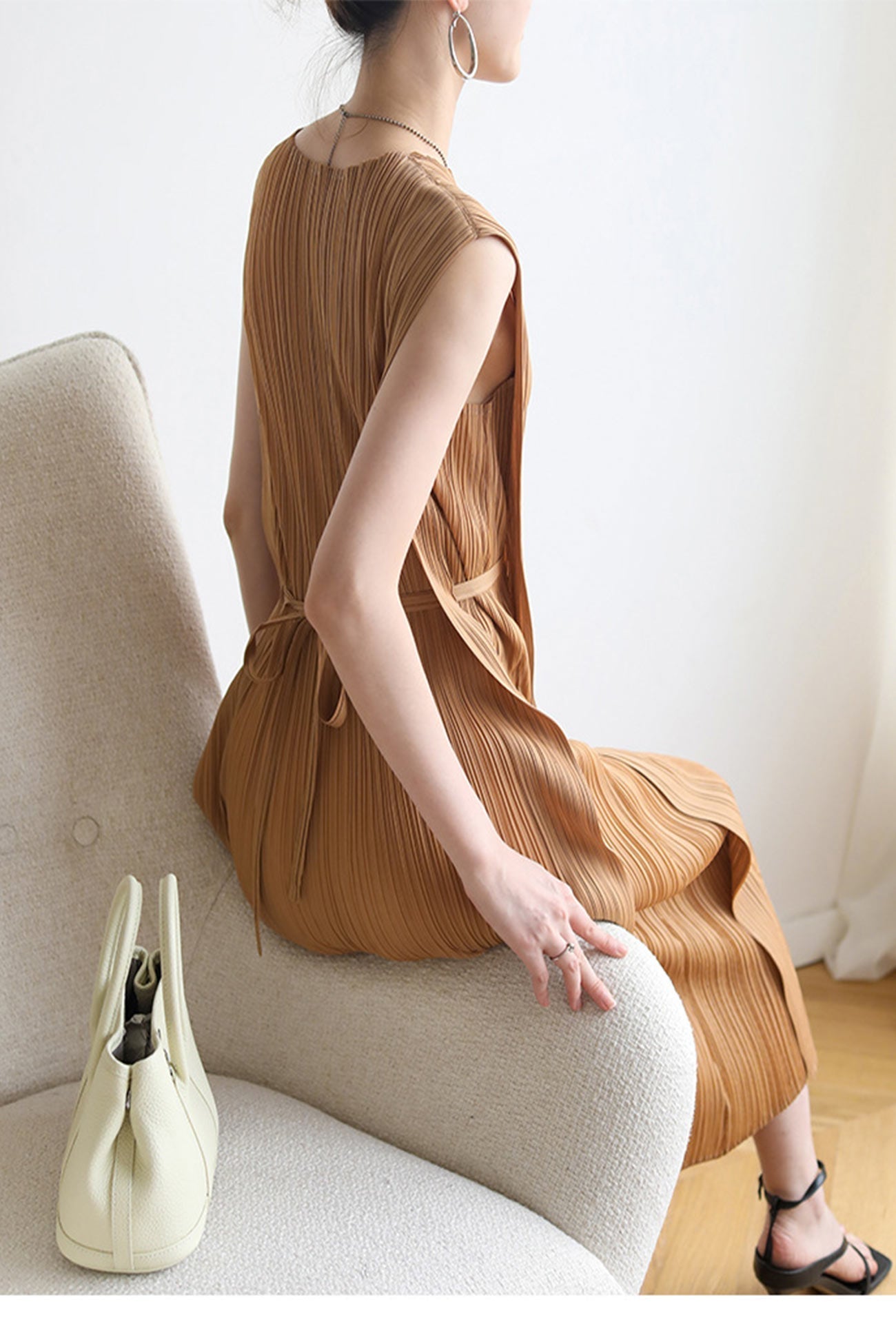 Ruched Lace-Up Midi Dress Dresses