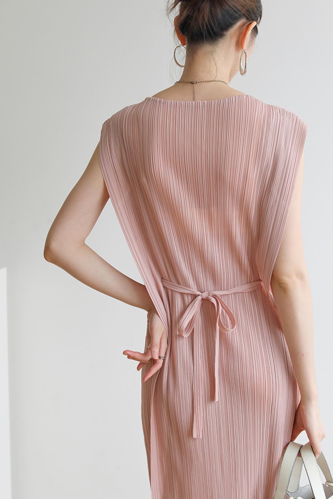 Ruched Lace-Up Midi Dress Dresses