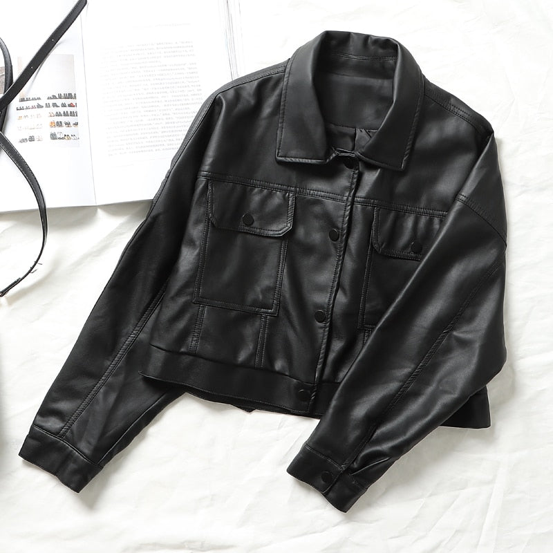 Faux Leather Short Y2K Jacket