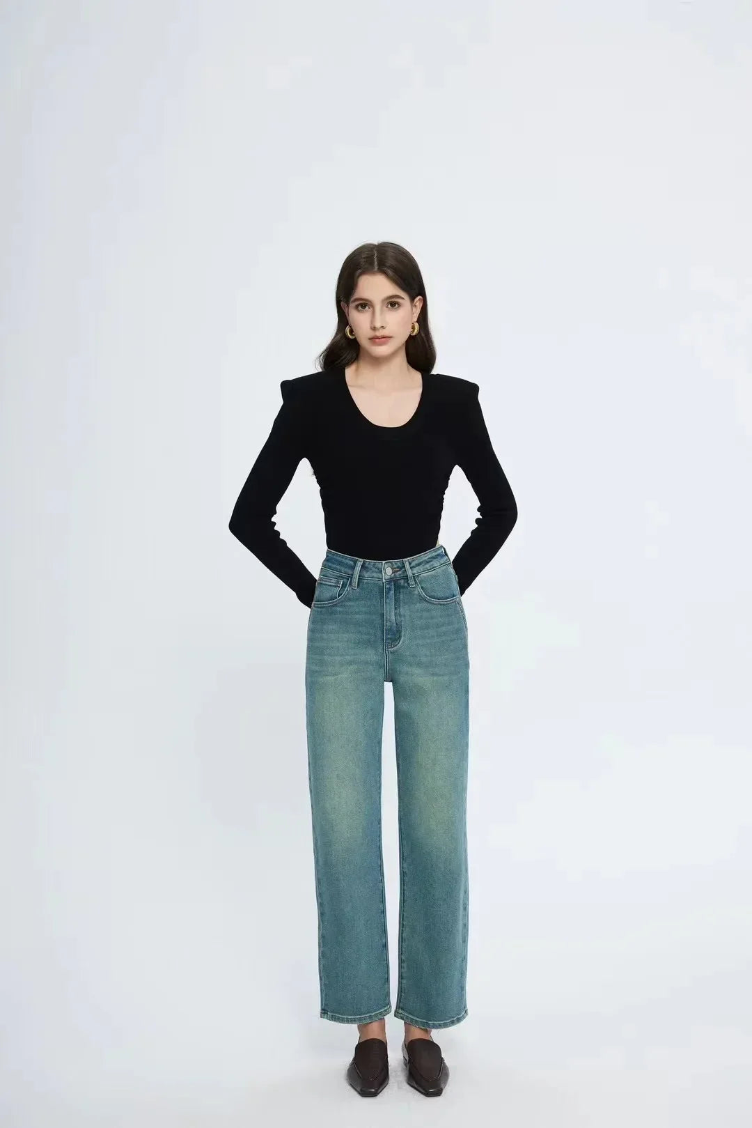 Straight Leg Denim Pant New Korean Woman Female Spring 2024 Jean