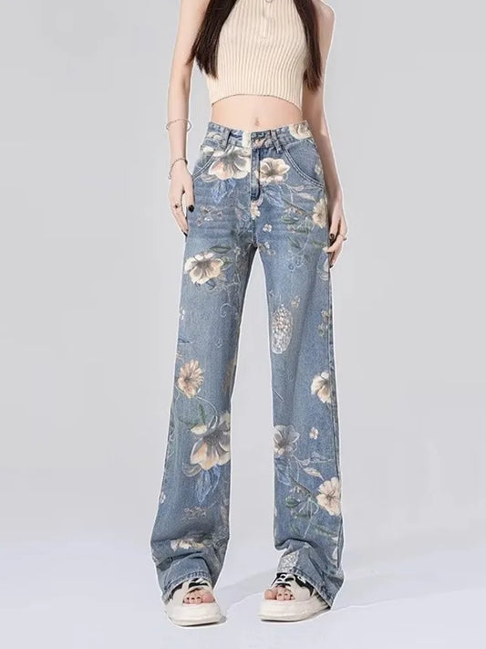 Children’s High Waist Straight Tube Loose Wide Leg Trendy Spliced With Old Zippers Jean
