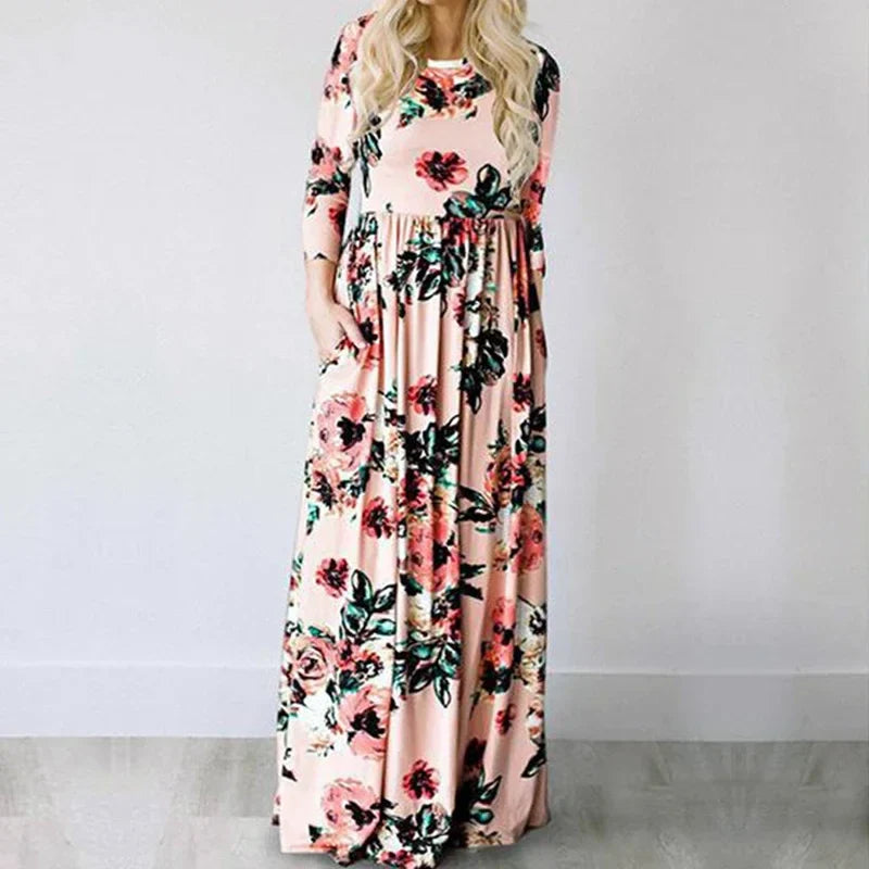 Pink Boho Floral Maxi Floral Dress oldfloraldress-250126