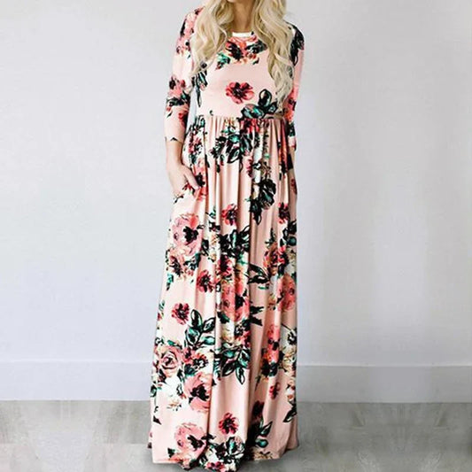 Pink Boho Floral Maxi Floral Dress oldfloraldress-250126