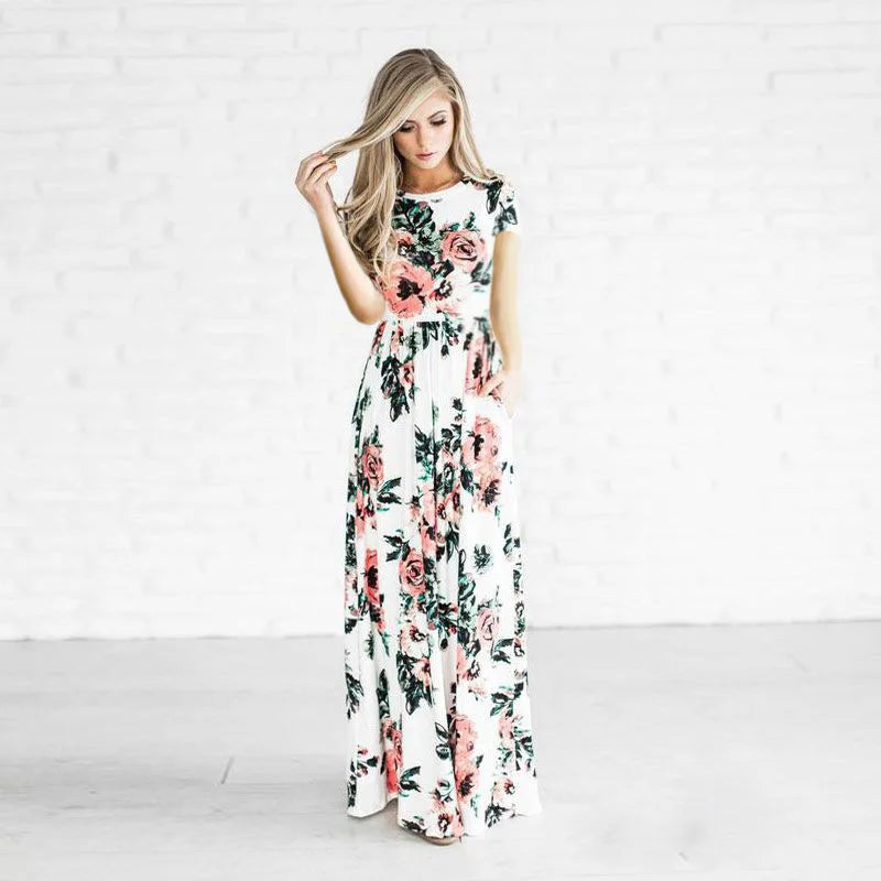 Pink Boho Floral Maxi Floral Dress oldfloraldress-250126