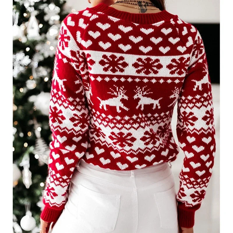 Winter Christmas Knitting Soft Warm Knitwear Full Sleeve Casual Sweater Sweaters-L