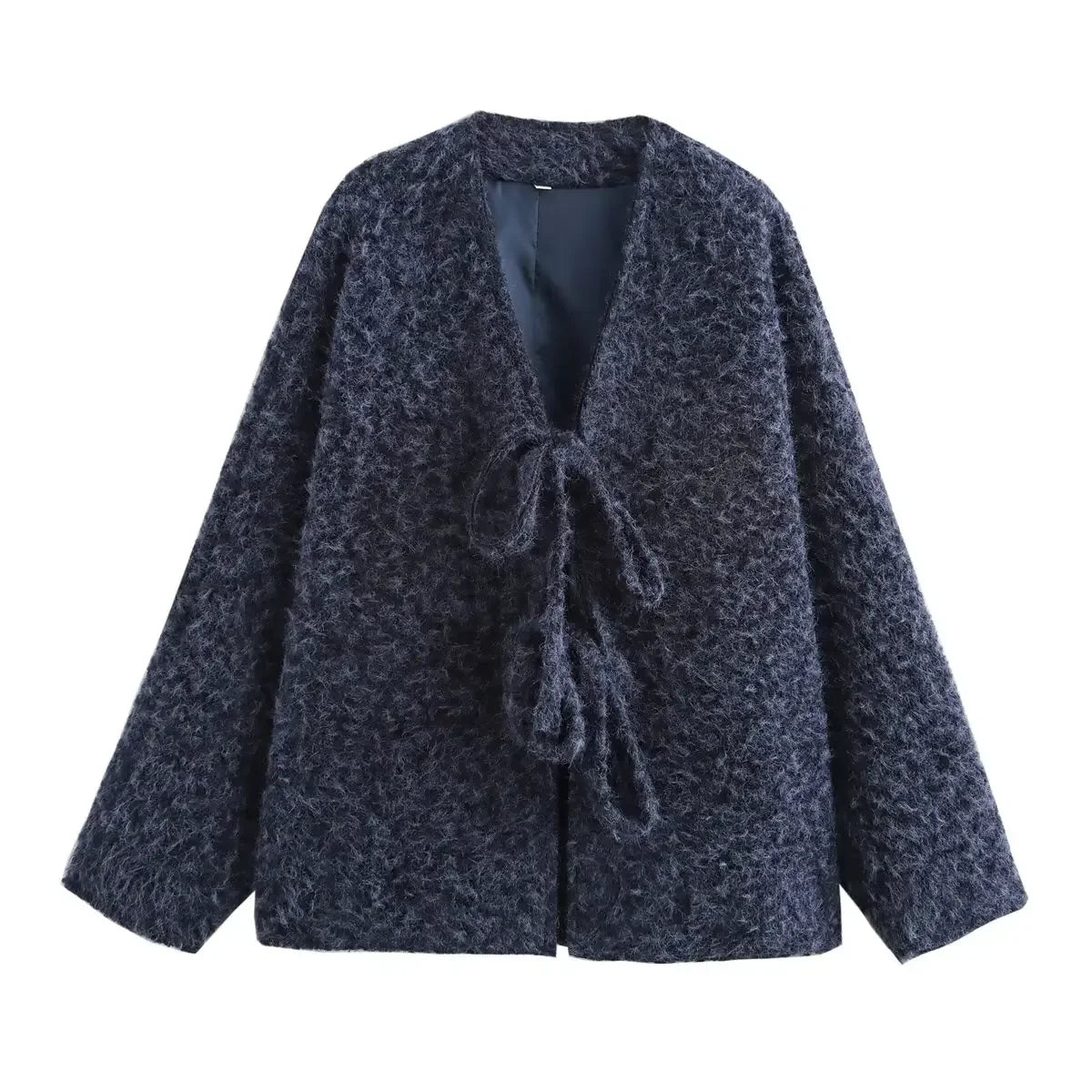 Lace-Up Bow Brown Cardigan Blue / S Cardigan-241208