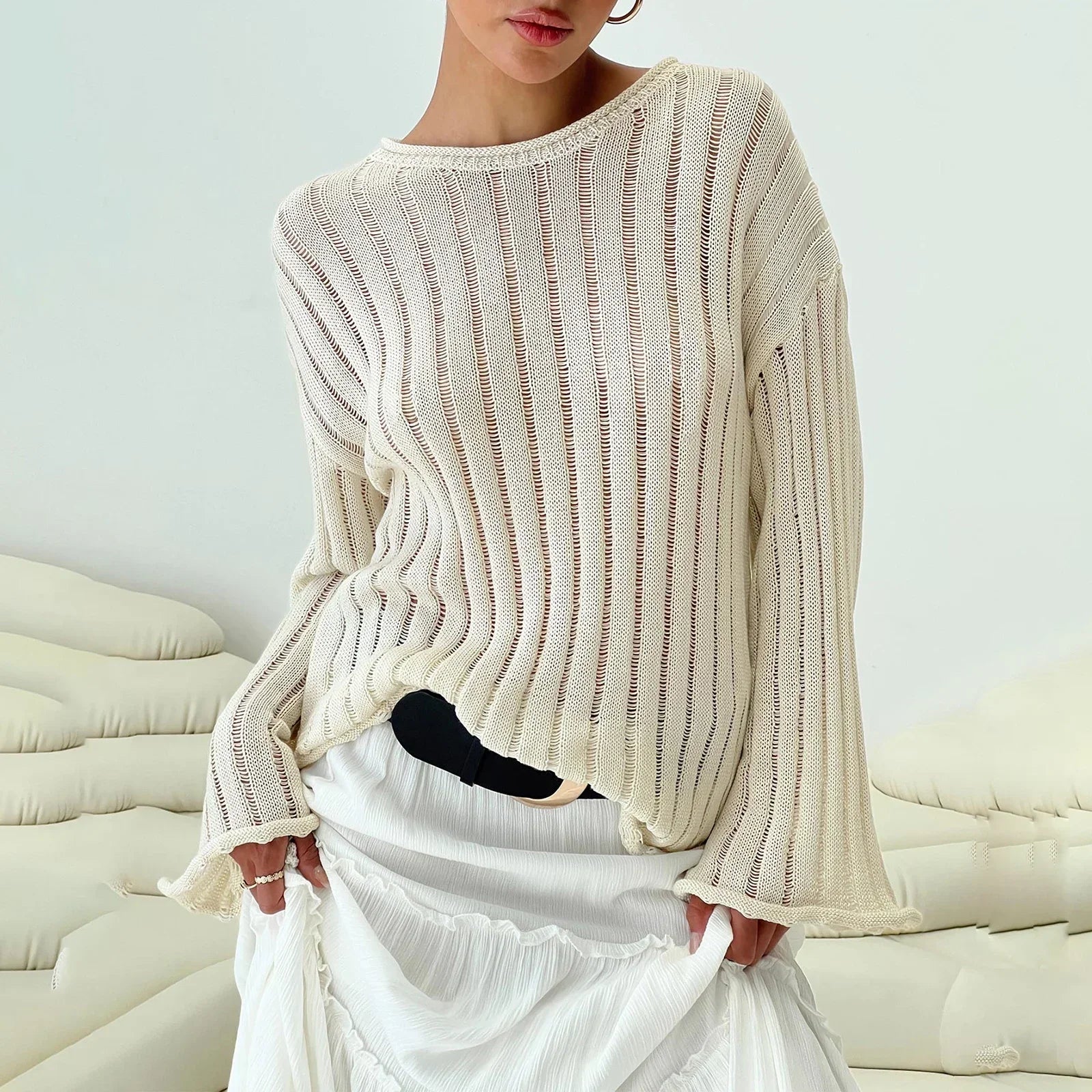 Solid Color Loose Warm Sweater Khaki / S