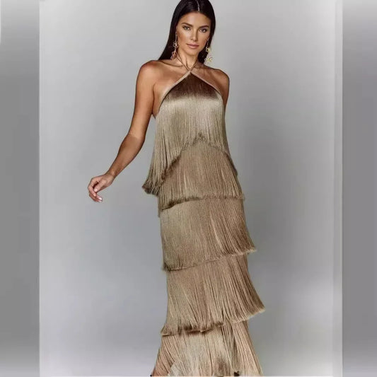 Sleeveless Halter Split Party Dress Partydress-241208