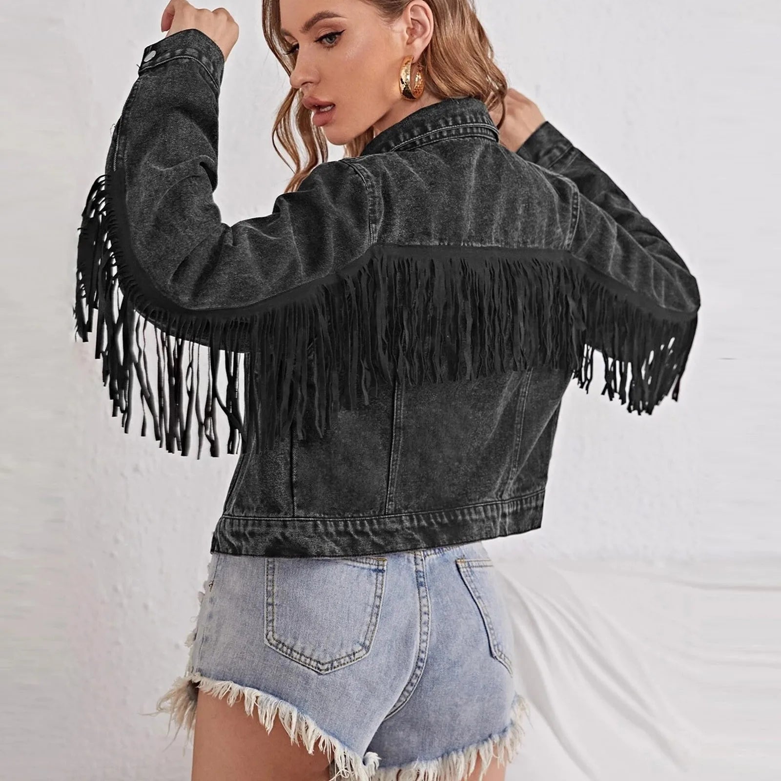 Crop Long Sleeve Button Tassel With Fringe Commuting Warm Chic Stylish Elegant Fashionable