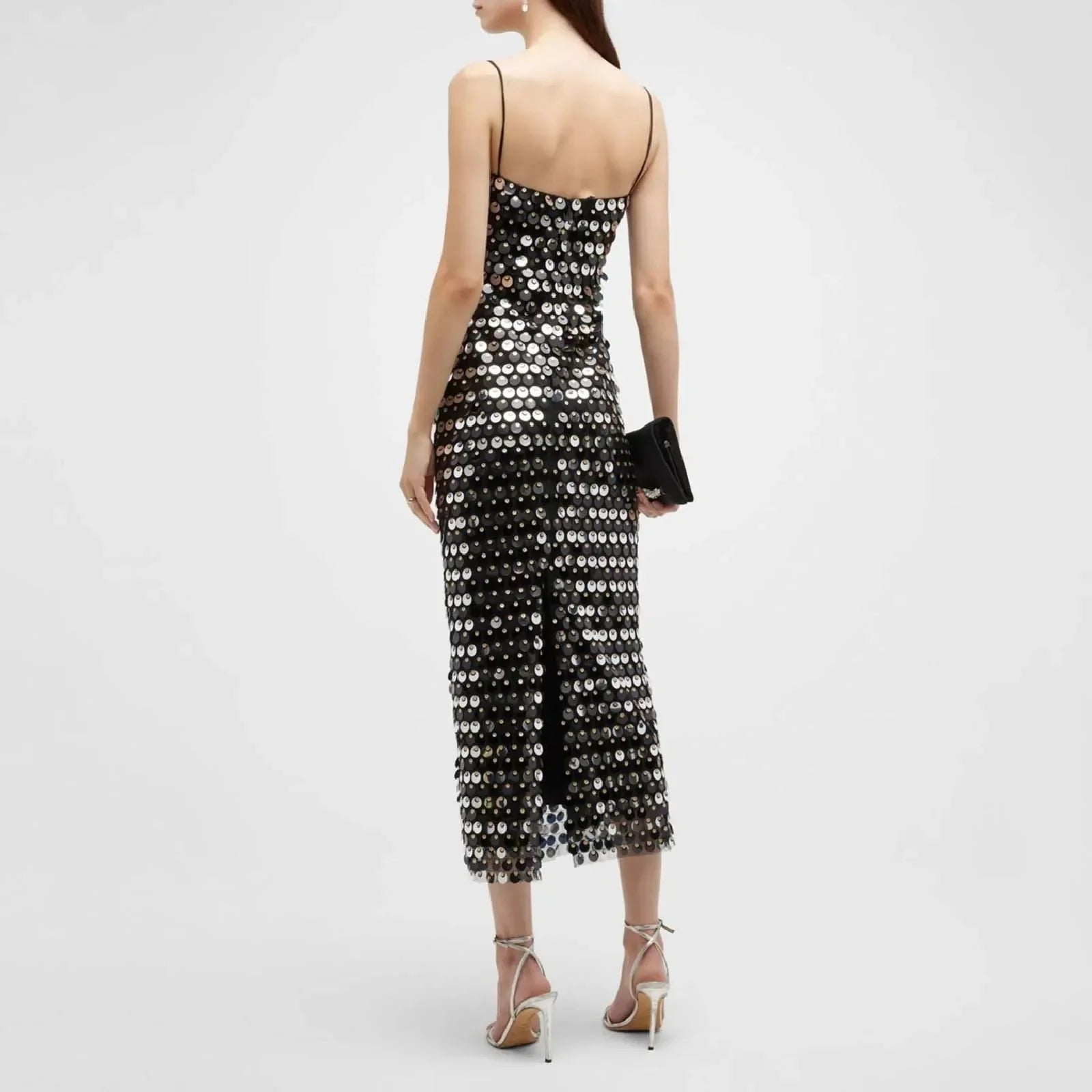 Sexy Suspender Slim Sequin Sleeveless Sling Cocktail Evening Gown Chic Lady Elegant Sequins