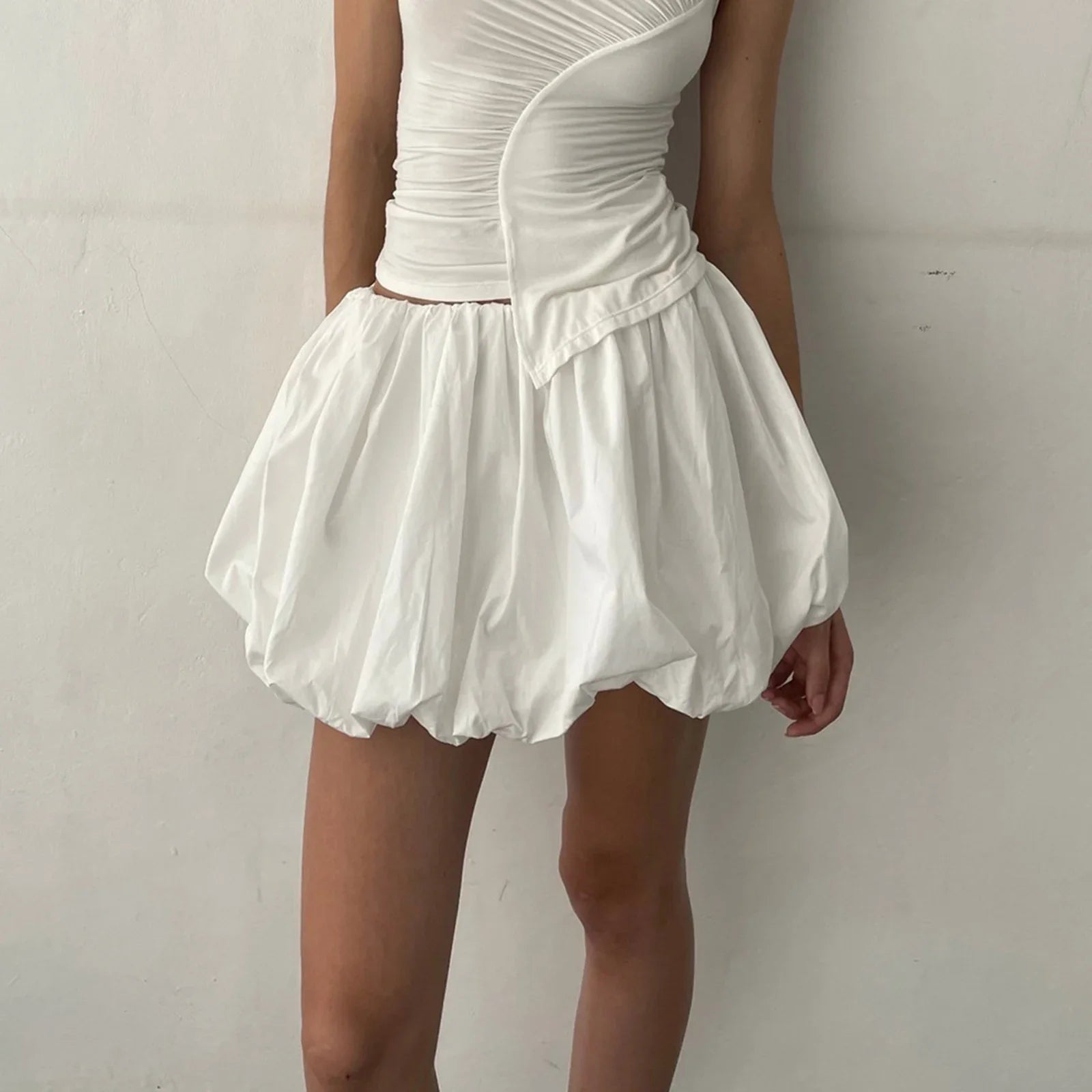 Lantern Puffball Elastic Skirt WHITE / S skirts-250223