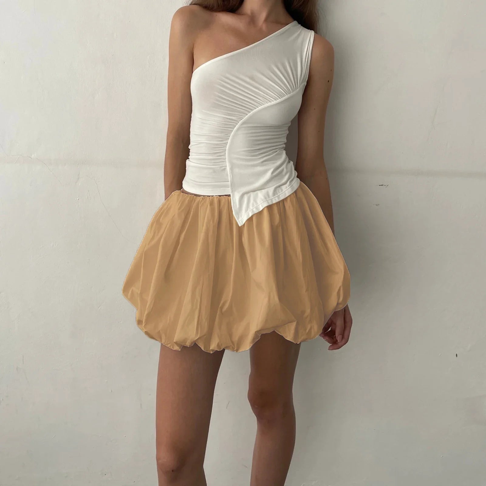 Lantern Puffball Elastic Skirt Yellow / S skirts-250223
