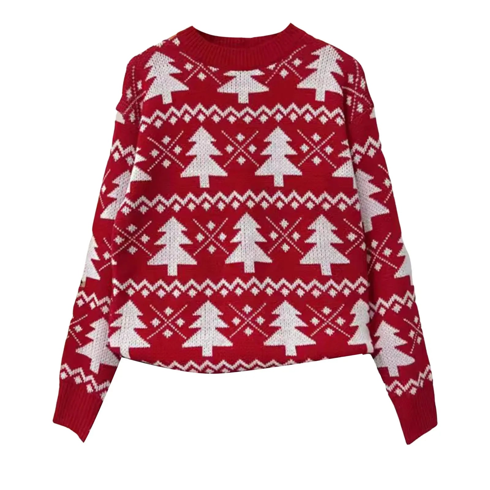 Jacquard Knitted Full Sleeve Warm Soft Christmas Sweater Sweaters-L