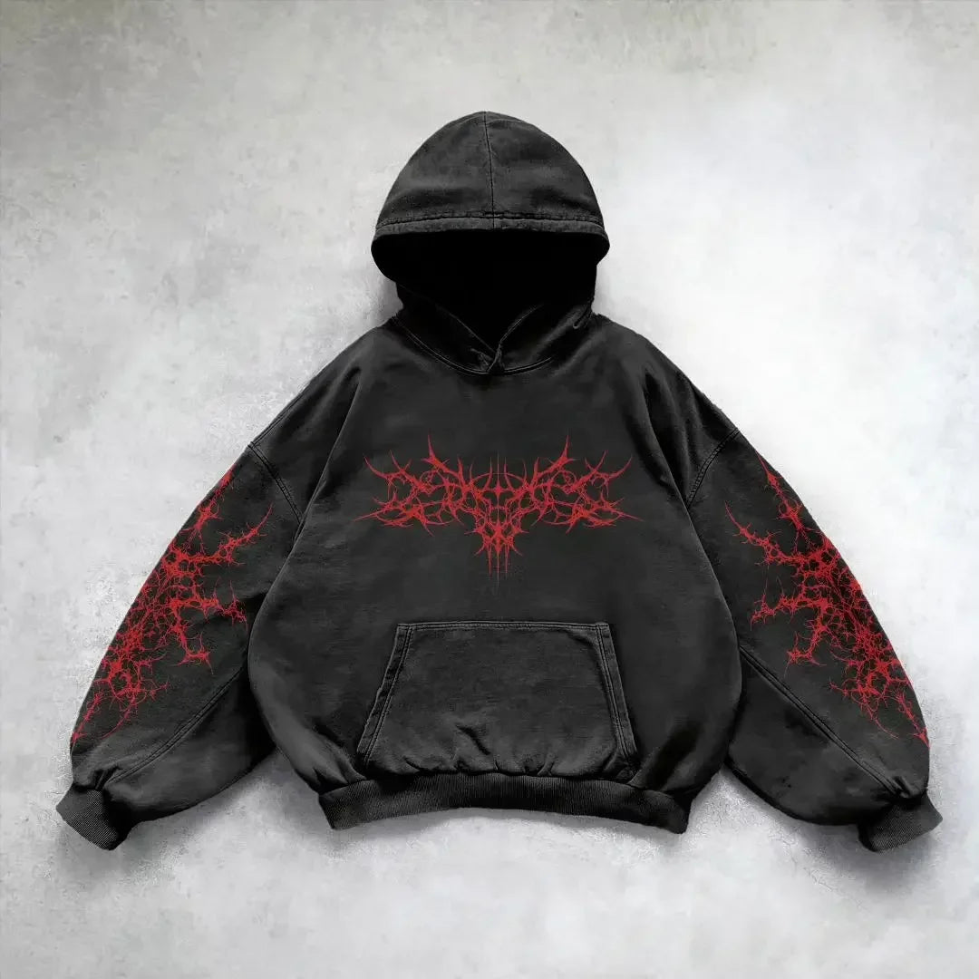 Y2K Gothic Skull Zipper Hoodie black9 / S