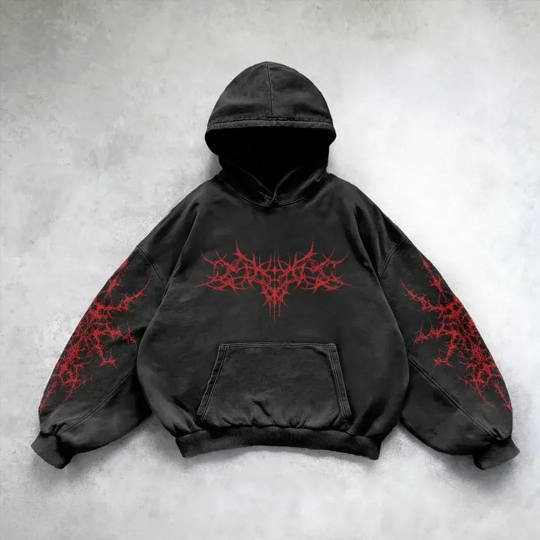 Dark Skull Oversized Zipper Hoodie black8 / S