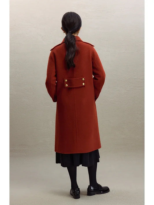 British Style Wool Red Coat Coats-241208