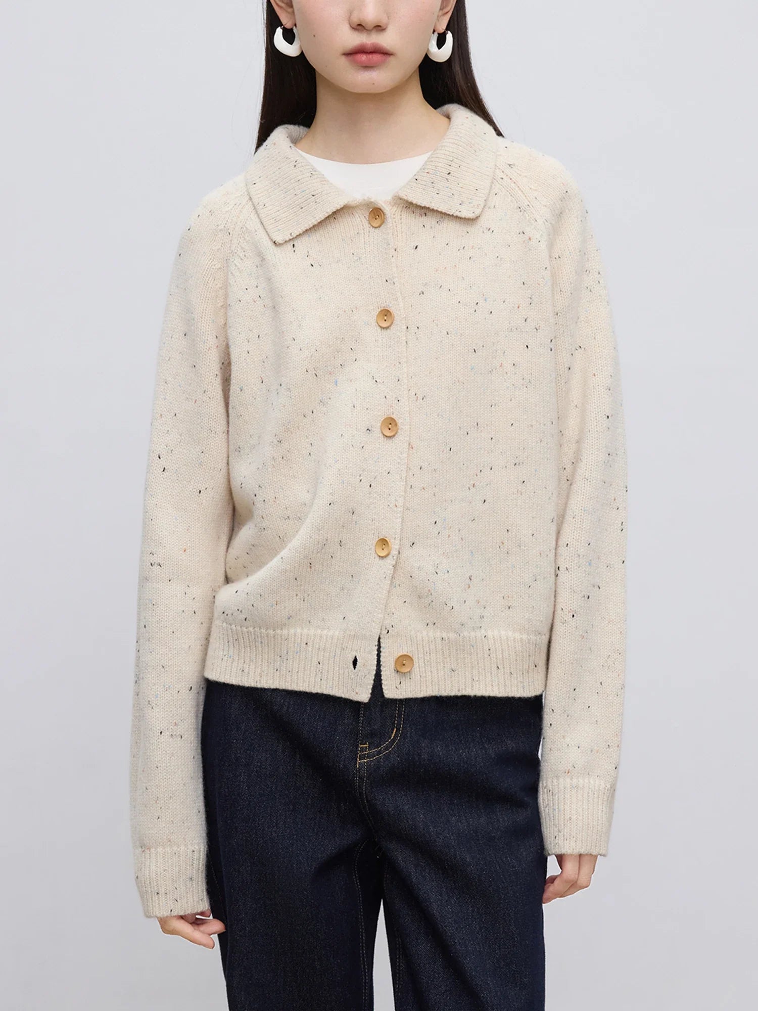 Petite Retro Lapel Knit Cardigan For Early Autumn Red Christmas Sweater Sweaters-L