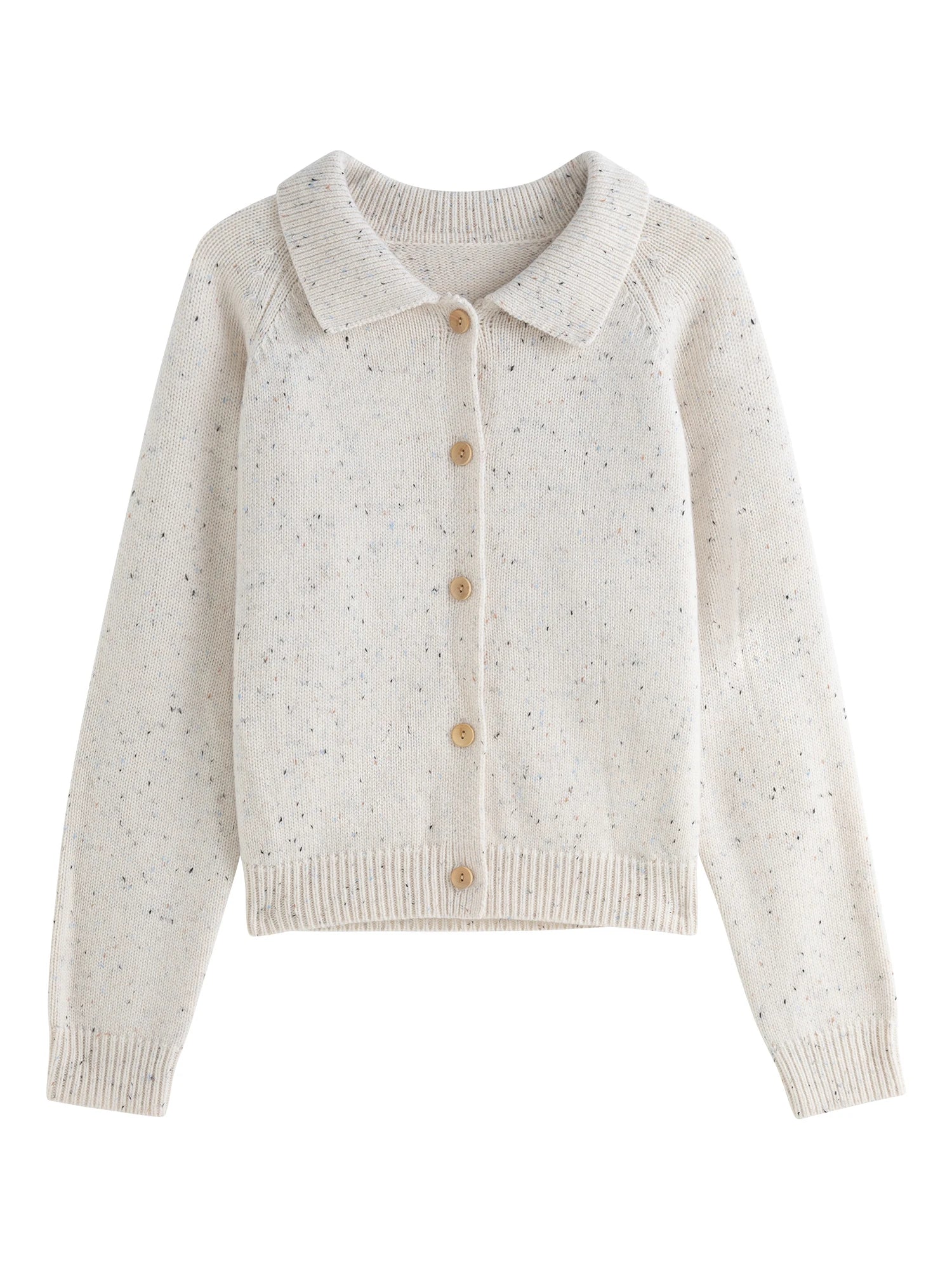 Petite Retro Lapel Knit Cardigan For Early Autumn Red Christmas Sweater Ivory / Xs Sweaters-L