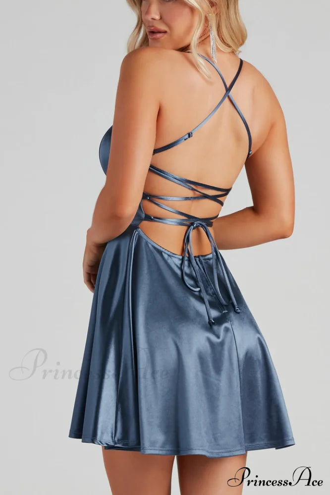 A Moment In Charming Satin Skater Dress