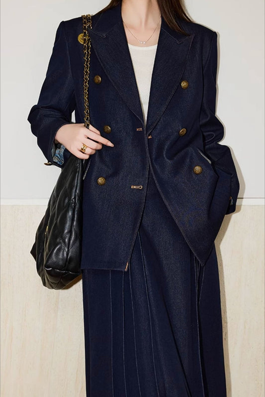 Zweireihiger Twill-Blazer