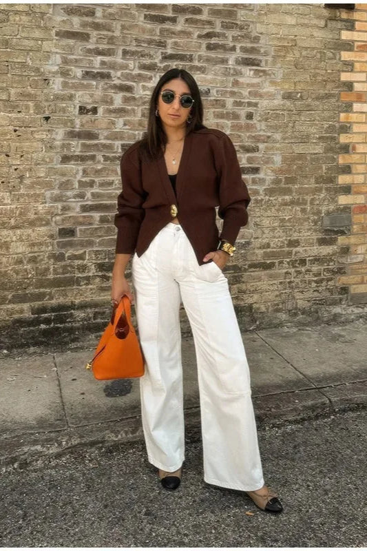 Vintage Button V Neck Knit Cardigan