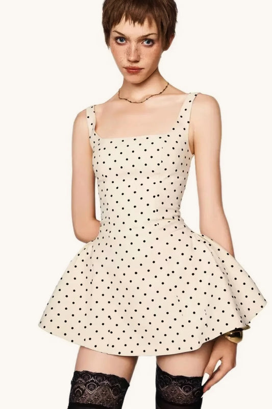 Cami-Minikleid mit Polka Dot-Muster und quadratischem Ausschnitt