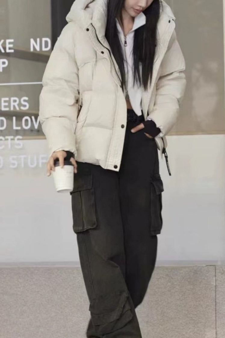 Cropped Hooded Insulated Puffer Jacket