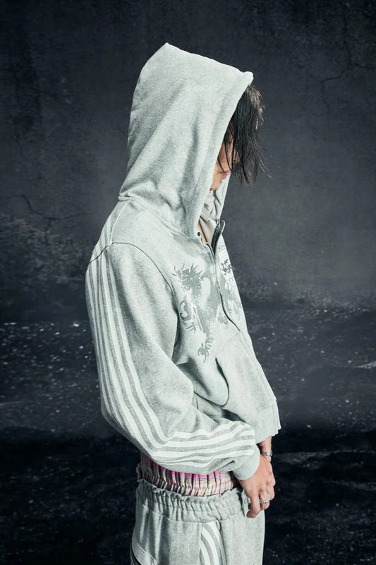 Retro Harajuku Reißverschluss Hoodie 