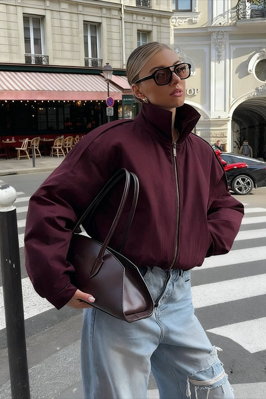 Schlichte, lockere Jacke mit kurzem Stehkragen