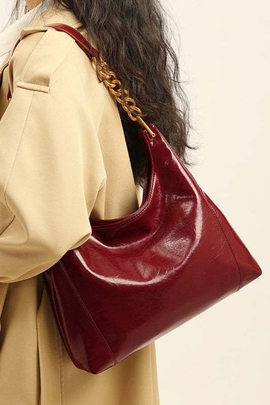 Rote Tragetasche mit großem Fassungsvermögen, elegante Schultertasche