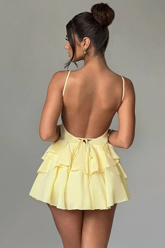 Spaghetti Strap Ruffle Party Dress