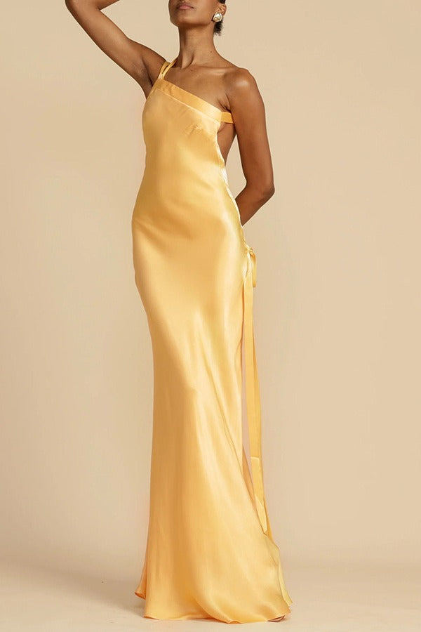 Satin One Shoulder Bodycon Formal Dress