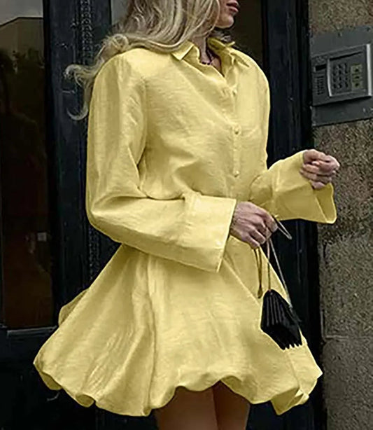 Gelbes, einreihiges Mini-Büro-Zweiteiler-Set aus Baumwolle