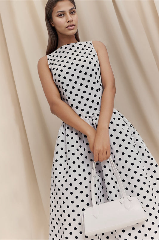 Schickes ärmelloses Maxikleid mit Polka Dots
