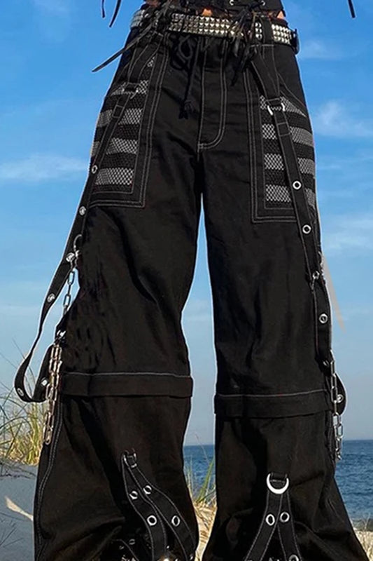 Gothic Wide Leg Cargo Jeans Grey / S