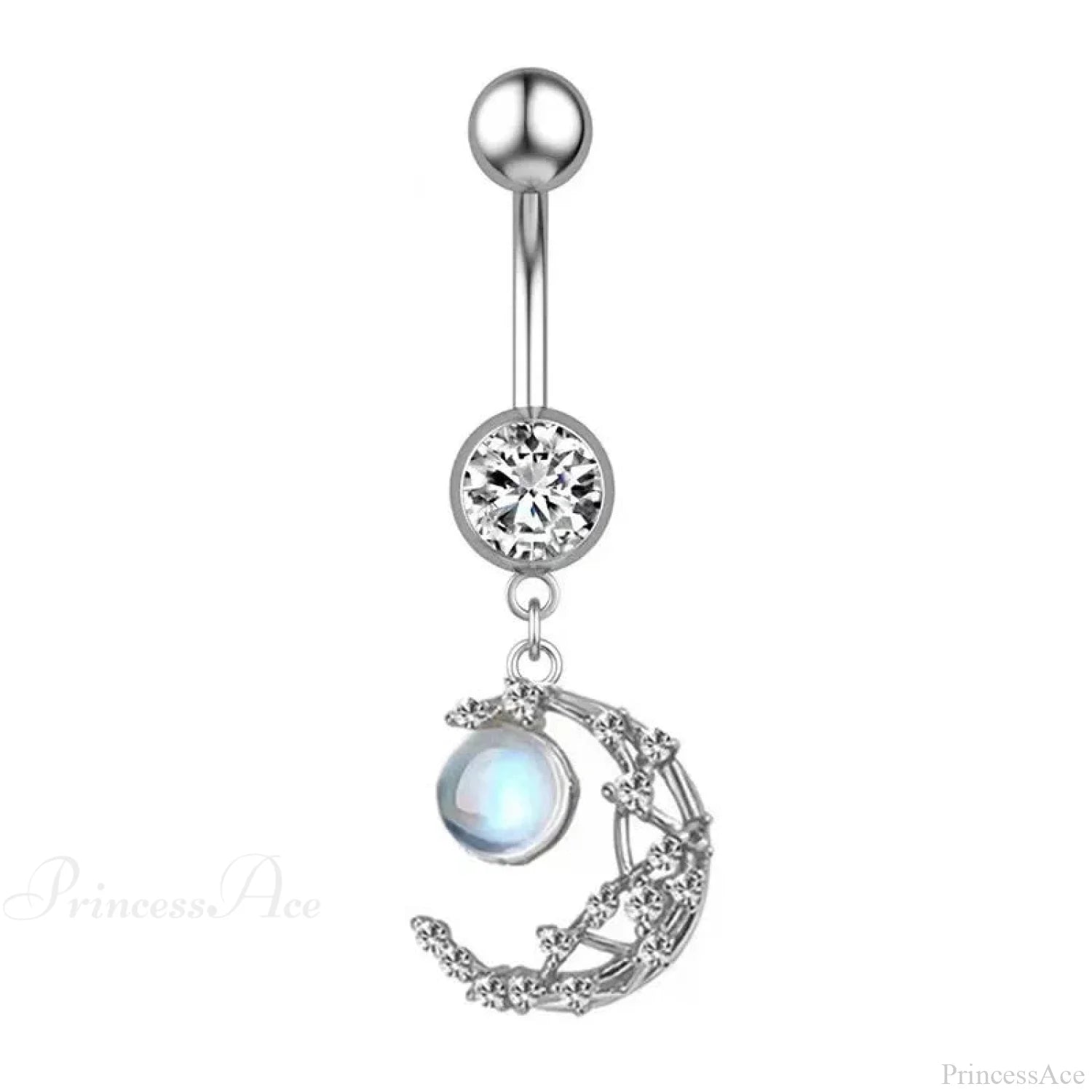 AB Butterfly Lunar Pink Gothic Belly Ring sliver1