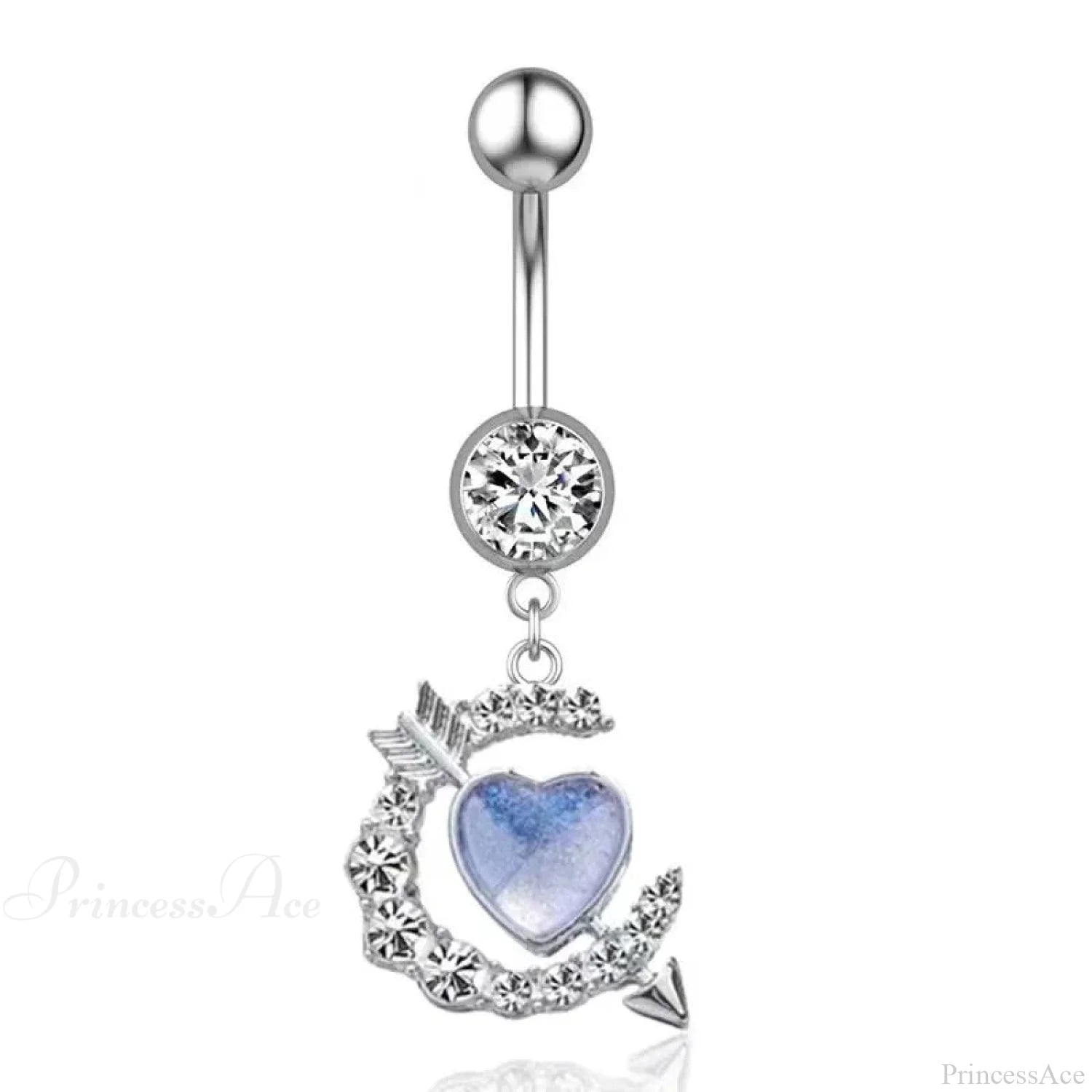 AB Butterfly Lunar Pink Gothic Belly Ring sliver2