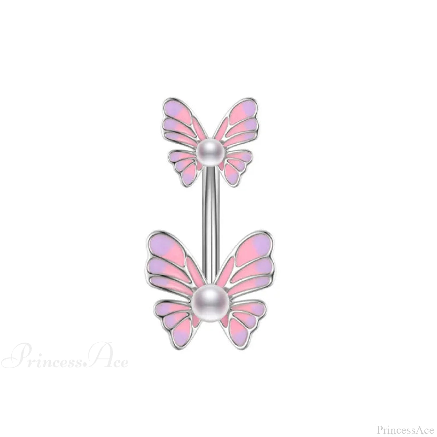 AB Butterfly Lunar Pink Gothic Belly Ring sliver5