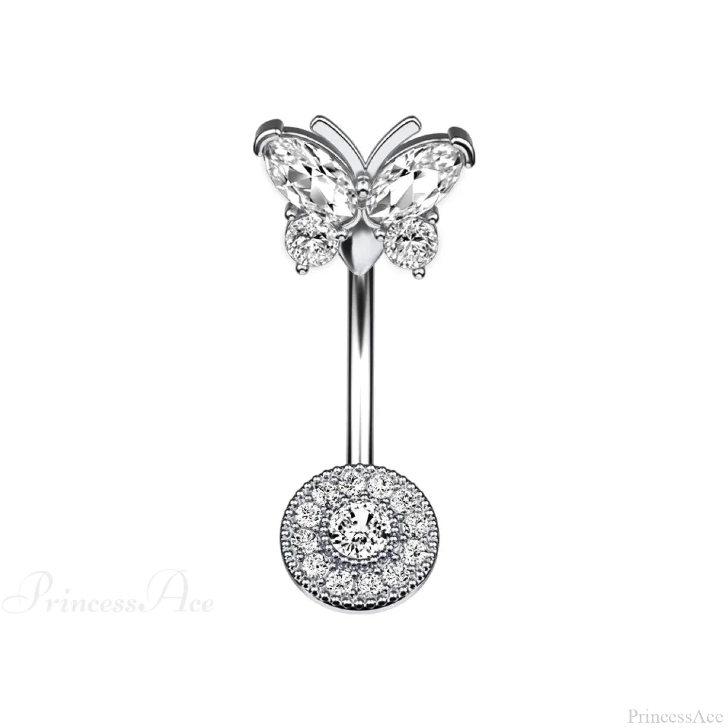 AB Butterfly Lunar Pink Gothic Belly Ring Style7 Silver